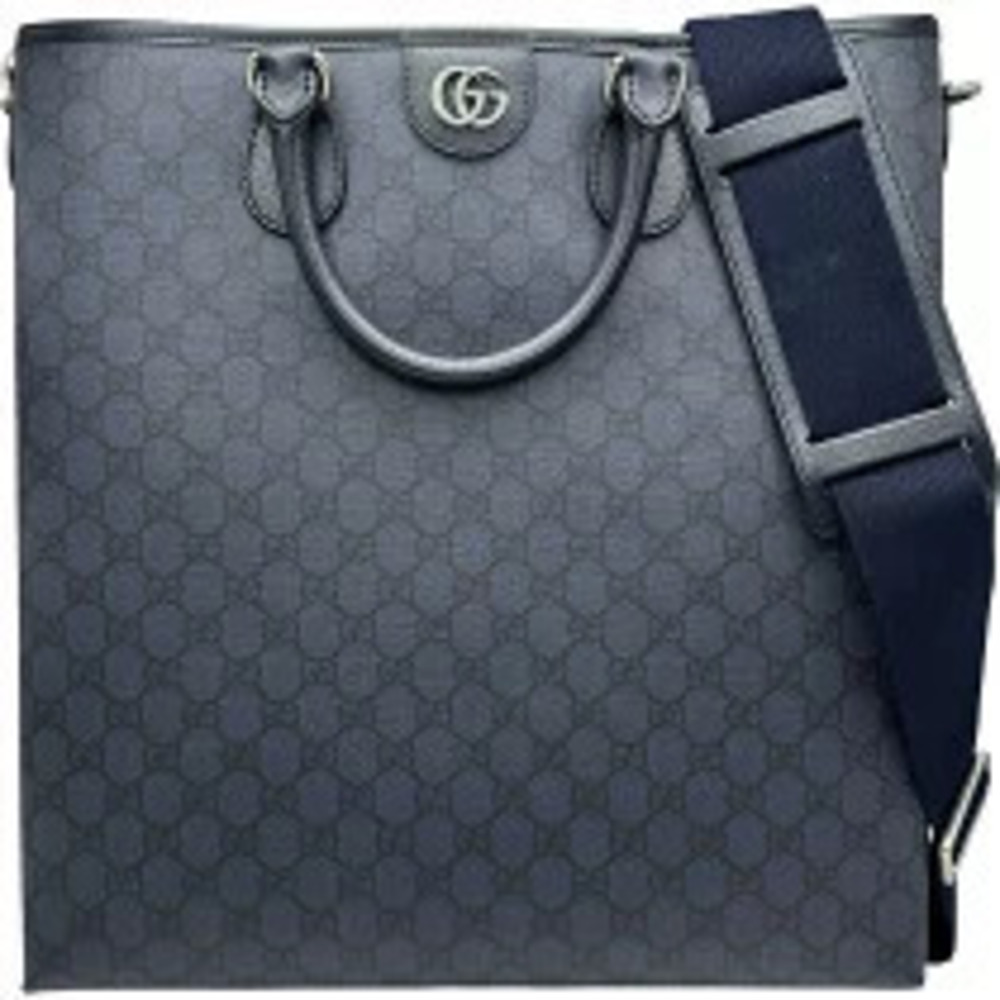 Gucci GG Supreme Tote Bag Navy Blue Leather